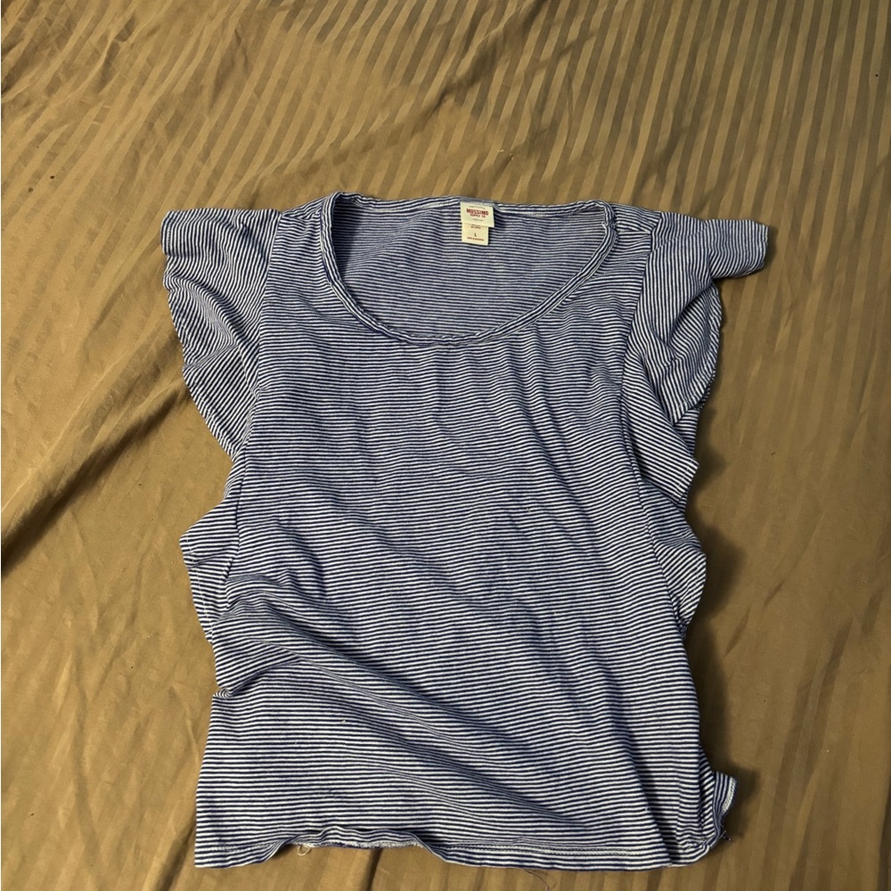 Mossimo Supply Co. Gray Muscle Tee with Ruffled Fitted Style Large